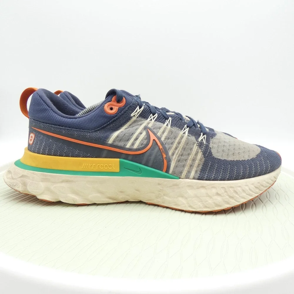 Nike React Infinity Run Flyknit 3 Mens 12 Navy Blue Orange DJ5168-400